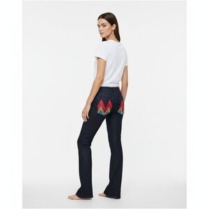NWOT People For Peace Low Waist Embroidered Boot Cut Y2K Jeans Blue Women 27